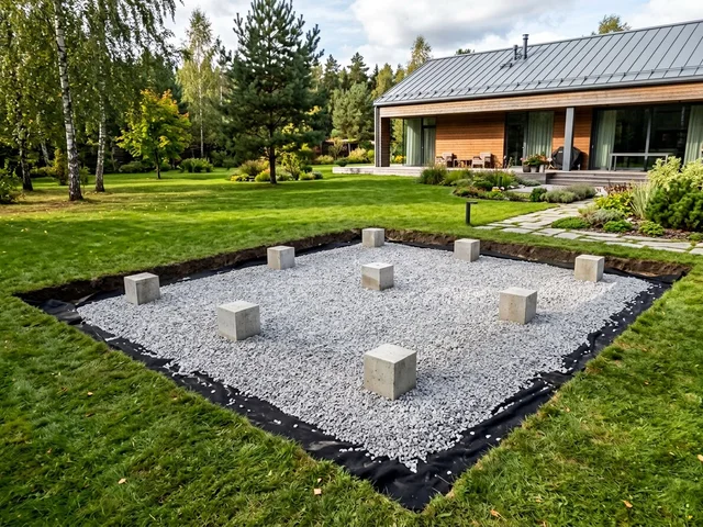 Устройство гравийной подушки под дровник в Владивостоке